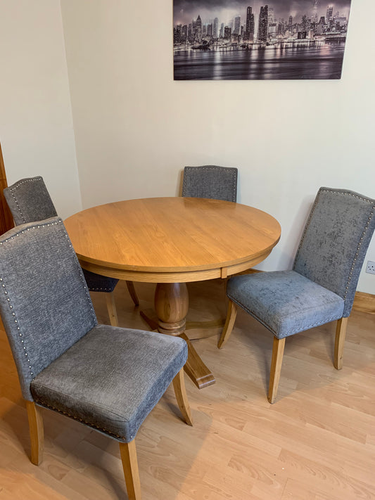 Kitchen Table and 4 Grey Fabric chairs