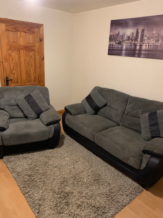 3+1 Grey and Black Sofa set