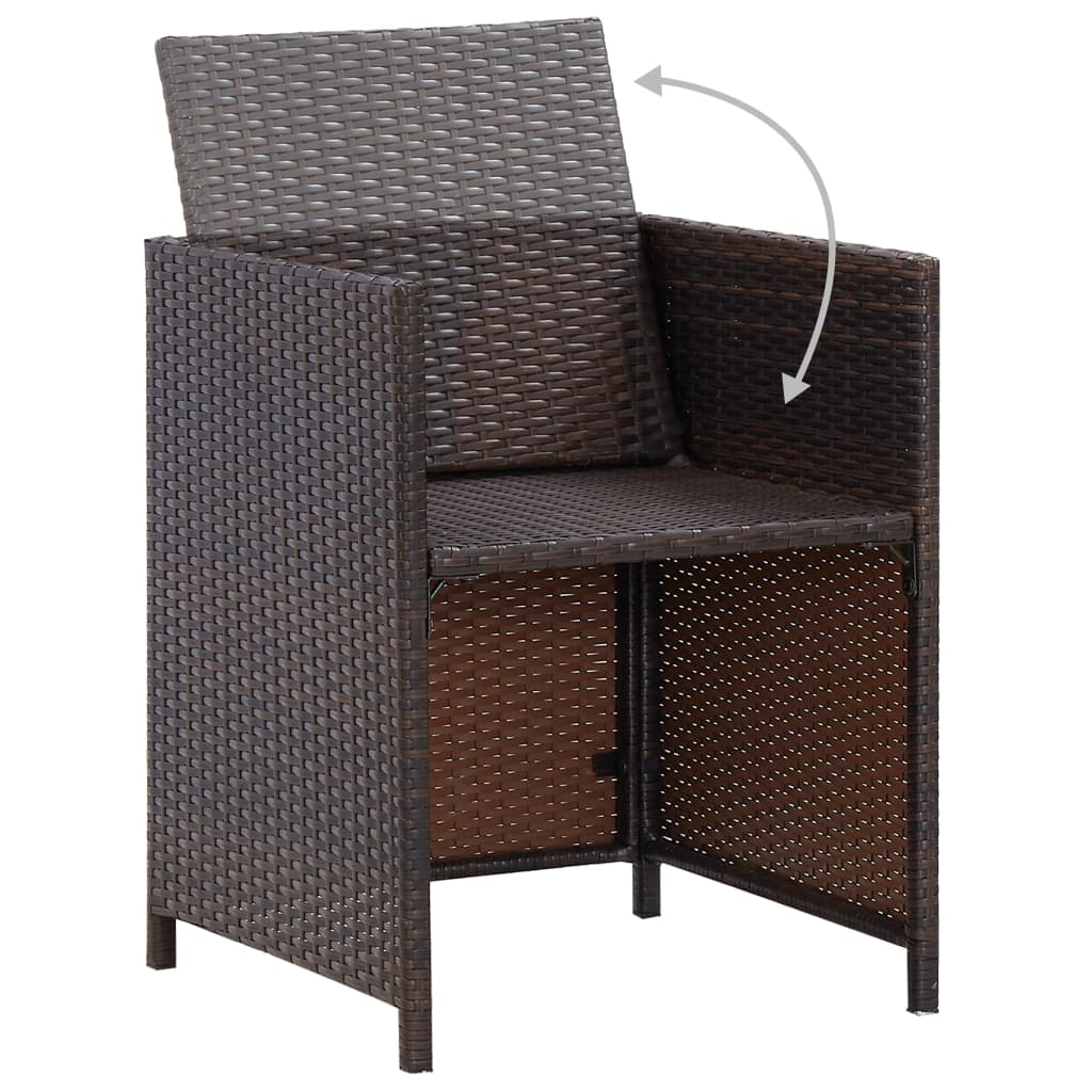 11 Piece Outdoor Dining Set with Cushions Poly Rattan Brown
