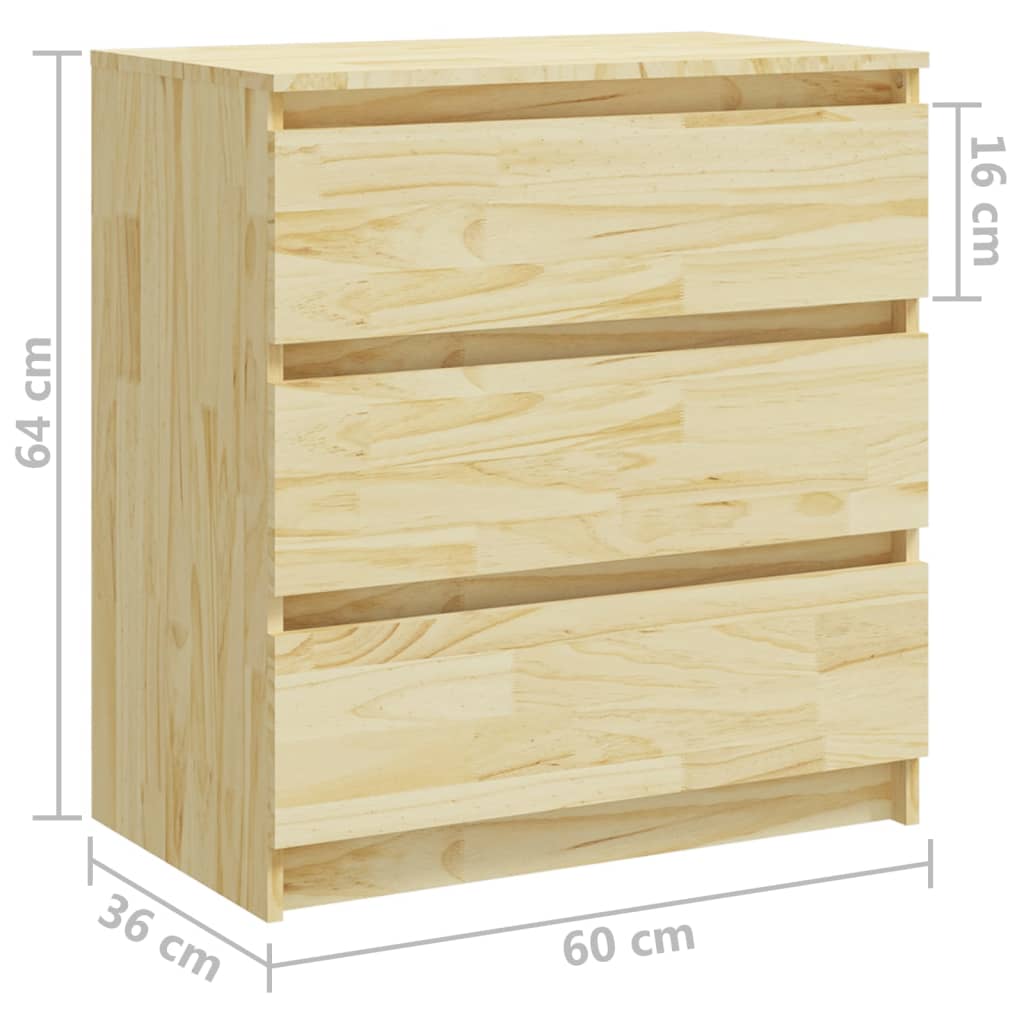 1 Bedside Cabinet 60x36x64 cm Solid Pinewood