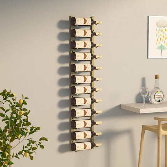 Wall Mounted Wine Rack for 12 Bottles Gold Iron