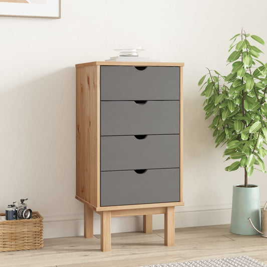 Drawer Cabinet OTTA Brown&Grey 46x39.5x90cm Solid Wood Pine