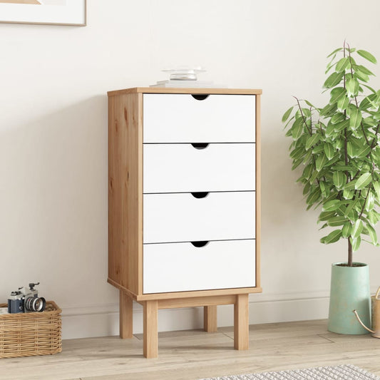 Drawer Cabinet OTTA Brown&White 46x39.5x90cm Solid Wood Pine