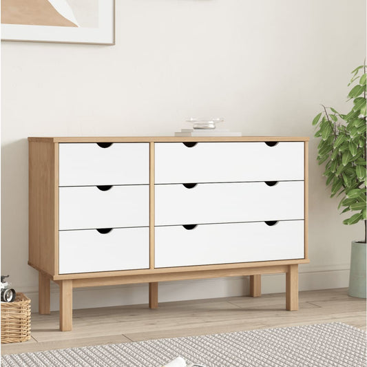 Drawer Cabinet OTTA Brown&White 111x42x73.5cm Solid Wood Pine