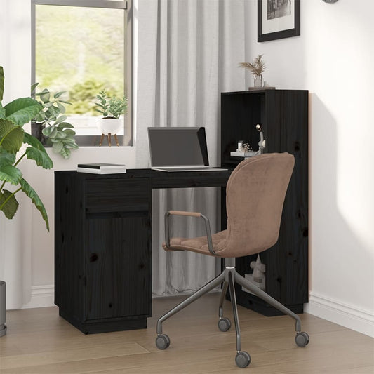 Desk Black 110x53x117 cm Solid Wood Pine
